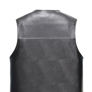 Gilet en cuir pour homme, taille plus, tendance, sans manches, gilet en cuir de moto pour homme, gilet en cuir de vache - Product Image 5