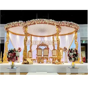 Mariage traditionnel Paisley Mandap en bois Configuration Cérémonie de mariage traditionnelle Mandap en bois Grand mariage en bois Double pôle