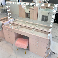 Coiffeuse de luxe rose au design européen moderne populaire dans les magasins de détail Table de toilette avec miroir