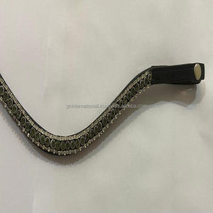 Bande de front de cheval en cuir Bling en cristal de qualité supérieure faite sur du cuir véritable bande de front de cuir de cheval de cristal de 3 rangées toutes les tailles - Product Image 4