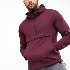 Vestes coupe-vent à demi-fermeture éclair conçues sur mesure pour hommes tissu respirant de grande taille pour la course en plein air col montant saison d'hiver - Product Image 1