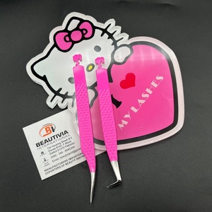 Pinzas de extensión de pestañas probadas a mano de acero sostenible al por mayor diseño de muñeca con logotipo personalizado con azulejos de pestañas - Product Image 6