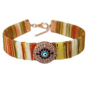 Charme rond de mode de mauvais œil pour le style de tissu de bracelet - Product Image 1