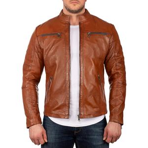 <b>Crafted</b> in premium sheep leather this men biker jacket delivers durability smooth feel and classic road ready attitude - Product Image 2