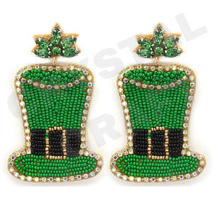 ต่างหูลูกปัดริบบิ้นหัวใจสำหรับผู้หญิงวันแห่งความรักชาติสีส้มสีขาวสีฟ้าวัสดุผ้า - Product Image 3