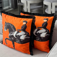 Doppelseitig Bedruckter Gewebter Raschel-Stoff Vintage Dekorativer Quasten-Kissenbezug 43x43cm Luxuriöser Boho Zierkissenbezug