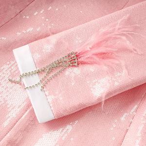 Chaqueta Traje de lentejuelas Rosa Chaqueta Elegante Fiesta Decoración Festival Abrigo Traje Mujer Blazer Alta calidad - Product Image 4