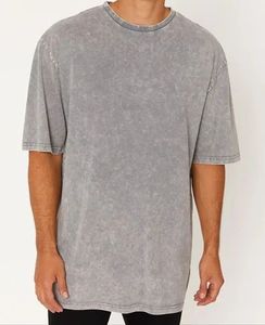 T-shirt en coton surdimensionné pour homme, col rond, manches courtes, vert uni délavé, coupe décontractée en jersey tricoté - Product Image 3