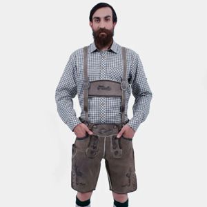 Pantalones cortos de cuero bávaro tradicionales Lederhosen personalizables con bordado y tirantes para eventos culturales y Oktoberfest - Product Image 1