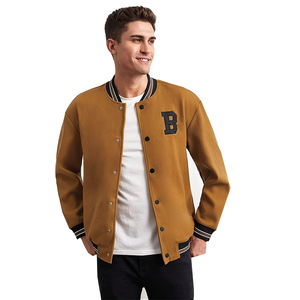 Chaqueta Universitaria de Invierno para Hombre de Buena Calidad, Color Marrón, Cuello Alto, Resistente al Viento, para Deportes al Aire Libre, con Logotipo Bordado de Béisbol - Product Image 1
