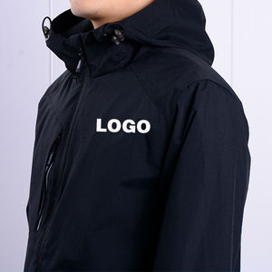 Sweat à capuche coupe-vent 100% coton pour hommes, respirant et à séchage rapide, avec col montant, imperméable et surdimensionné, fermeture éclair complète - Product Image 6