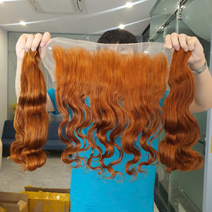 100% Bundle de cheveux humains vietnamiens de qualité Remy orange et noir naturel avec dentelle HD fermeture noire transparente marque privée pour femmes - Product Image 1