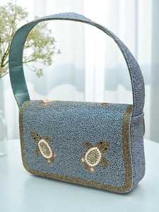 Bolso Baguette Multicolor con Asa de Cuentas de Cristal, Hecho a Mano, Estilo Casual Indio, Colores Personalizables, MS Handicraft - Product Image 6
