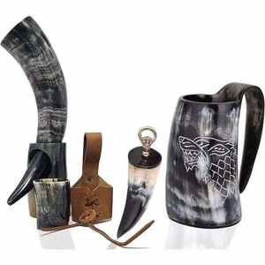 Corne à boire viking antique Corne de buffle naturelle Sculptée Polie Design personnalisé Durable Origine indienne Haute qualité Élégante - Product Image 4