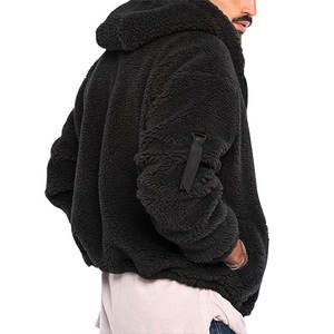 Sudaderas y sudaderas con capucha de lana de Sherpa con cuello alto y media cremallera para hombre de diseño personalizado, ajuste de gran tamaño a la moda para otoño, teñido liso, Digital - Product Image 6