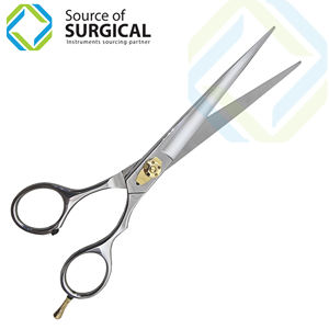 Ciseaux de coiffeur professionnels avec manche en acier inoxydable et lame en caoutchouc enduit ciseaux amincissants de type droit tranchant - Product Image 1