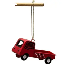 Camion de Noël décoratif en fer forgé, artisanal, best-seller, rouge - Product Image 1