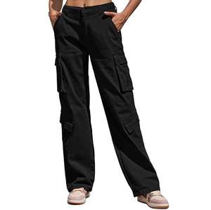 กางเกงคาร์โก้เอวสูงมีหลายกระเป๋าสำหรับผู้หญิงกางเกงคาร์โก้น้ำหนักเบาระบายอากาศได้และหลวมพอดีปรับเอวได้สำหรับฤดูหนาว - Product Image 4