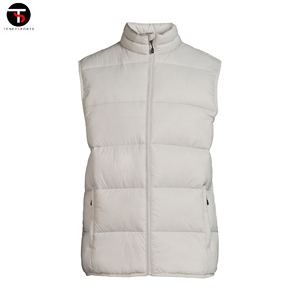 Vente en gros de gilet matelassé rembourré pour hommes avec logo personnalisé col Mandarin couleur unie service de vêtements d'extérieur coupe-vent produit tendance - Product Image 6