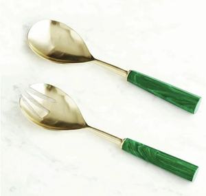 Serveur à salade en acier inoxydable de style européen et américain poignée en osier cadeau de noël outil à salade cuillère à salade fourchette - Product Image 5