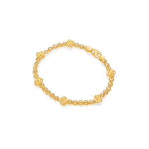 กำไลข้อมือแบบยืดหยุ่นสีเหลืองทองสำหรับผู้หญิง - Product Image 3