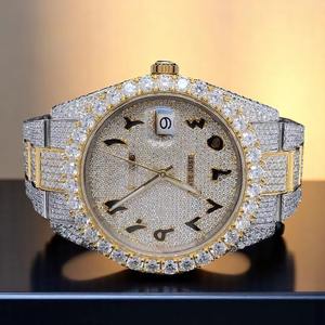 Montre analogique unisexe de luxe sertie de diamants en moissanite, bracelet en acier inoxydable, étanche, résistante à l'eau, pour hommes et femmes - Product Image 5