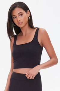 Top court en jersey de coton rose pour femme T-Shirt côtelé uni Débardeur court pour femme - Product Image 4