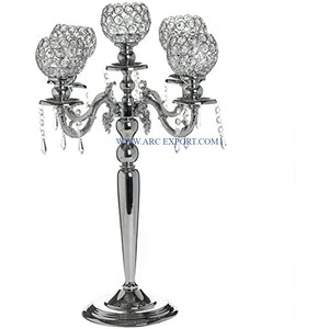 Nouvel arrivage de candélabres faits à la main à 5 bras en laiton poli or centre de table de luxe pour Noël et les événements de mariage décoratifs de table - Product Image 5