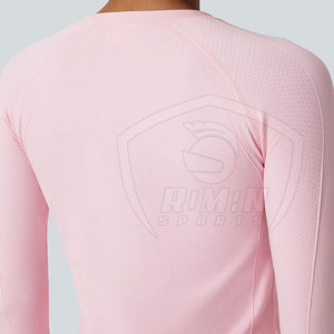 Haut de sport pour femme grande taille, design personnalisé, usage extérieur, manches longues, couleur unie, respirant, écologique, col rond - Product Image 5