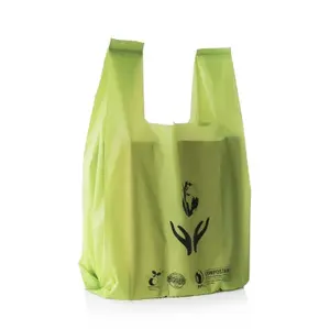 Best Price ECO Supermarket Grocery Custom Biodegradable Bag Degradable Plastic Bag T-Shirt Bag With Printing LOGO