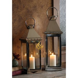 Lanterne décorative en métal la plus vendue et pot de bougie unique d'intérieur et d'extérieur suspendu bougeoir à revêtement en poudre de couleur blanche - Product Image 4