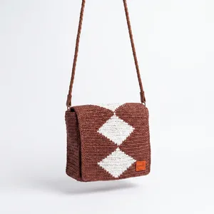 Sac enveloppe au crochet à motif géométrique, style bohème, bandoulière unique, fermeture à bouton, pour toutes les saisons, usage quotidien - Product Image 4