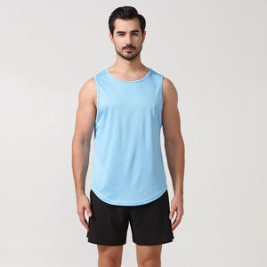 Custom Printing Dry Fit Gym <b>Running</b> Singlet Solid Color Sweat <b>Vest</b> O-Neck Sports Breathable Muscle Fitness Blank T-shirt for <b>men</b> - Product Image 2