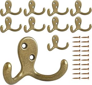 Optimized Product Name Heavy-Duty Double Prong Metal Coat <b>Hook</b> Wall-Mounted for Living Room Bathroom <b>Kitchen</b> Clothing Hanging - Product Image 6