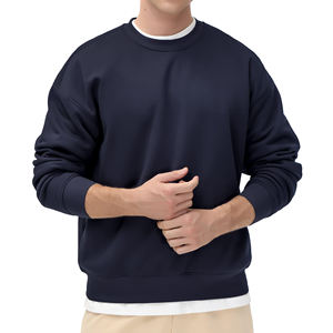 Sudadera extragrande de cuello redondo para hombre con material suave, interior sin forro y ajuste holgado-Servicio al por mayor disponible - Product Image 1