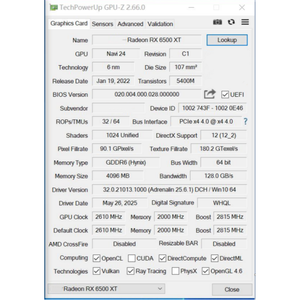 Nueva Tarjeta Gráfica para Juegos de Escritorio, 4GB GDDR6, 64 Bits, PCIe 4.0, DisplayPort, Ventilador para GPU <span class=keywords><strong>Radeon</strong></span> RX 6500 XT - Product Image 2