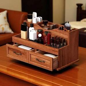 Organisateur de maquillage de bureau en bois |   Construction de haute qualité |   Offres en gros d'usine - Product Image 1