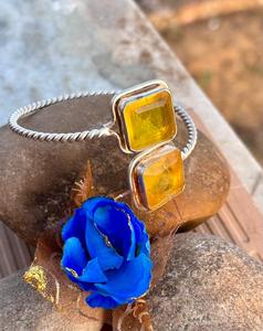 Cristal de saphir jaune naturel Bracelet en argent sterling 925 Nouveau design Bijoux fins Bracelet en argent avec pierres précieuses réglables - Product Image 1