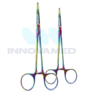 Nouvelle pince hémostatique multicolore avec manuel en acier à mâchoires dentelées avec support en ligne Instruments chirurgicaux à verrouillage droit - Product Image 1