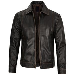 Most Popular Top Quality Custom Men's Leather Jackets Hot Selling Leather Jacket Custom Logo Leather Winter Jacket - Product Image 1