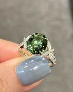 925แหวนทัวร์มาลีนสีเขียวนกเป็ดน้ำเงินแท้แหวนทัวร์มาลีนแหวนทัวร์มาลีนแท้ของขวัญวันเกิด - Product Image 2