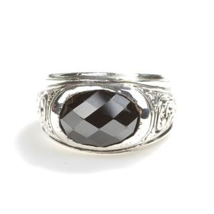 925 Sterling <b>Silver</b> Men's <b>Ring</b> with Oval Onyx Stone Facet Fashionable Gemstone Bezel <b>Set</b> for Gift - Product Image 4