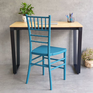 Juego de escritorio y silla con patas de madera de caucho y hierro, 100x60 cm, requiere montaje, CB68193 - Product Image 1