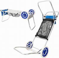 Chariot de plage multifonctionnel pliable avec table intégrée |   Grandes roues légères en aluminium pour un transport confortable à la plage