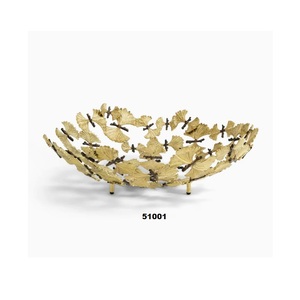 Bol à fruits rond en métal doré pour décor de table à manger comptoir de cuisine et décor de comptoir de table - Product Image 3