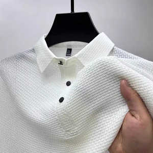 100% algodón antiarrugas para hombres para camisetas de Polo nuevo patrón sólido ropa informal color personalizado camisa de manga corta-venta al por mayor - Product Image 5