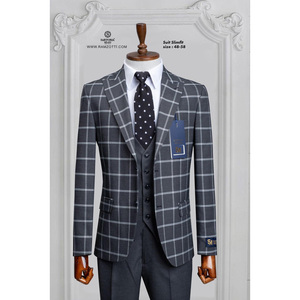 Costume 3 pièces élégant pour hommes Costume de mariage coupe ajustée de haute qualité Col en V pour occasion d'affaires - Product Image 6