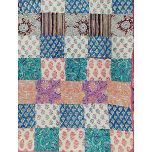 Colcha Individual de Algodón con Estampado Artesanal y Patchwork, Diseño Floral Kantha Bordado a Mano, Ligera, para Bebés, Invierno/Verano - Product Image 1