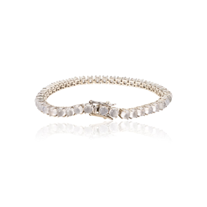 Pulsera DE TENIS apilable de plata 925 a la moda, cabujón de ojo de gato redondo fino, joyería de piedras preciosas personalizada para regalos o fiestas - Product Image 3