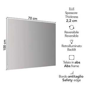 100x70 cm <b>LED</b> <b>Mirror</b> with Perimeter <b>Lighting</b> Premium Quality Product - Product Image 2